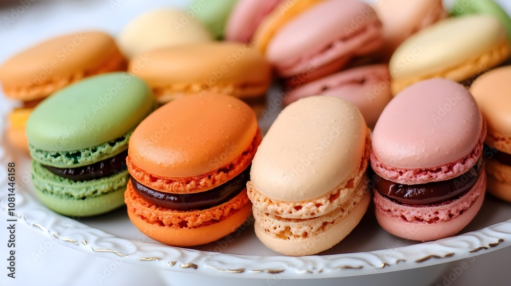 Colorful Macarons with Chocolate Filling Colorful Macarons with Chocolate Filling