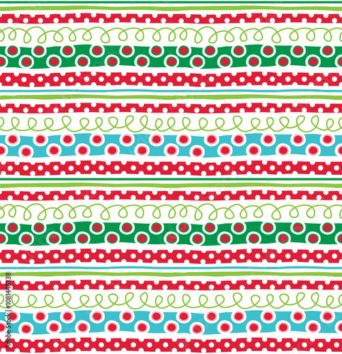 Seamless Pattern of Christmas Stripes and Dots- Christmas Geometric pattern vector Illustration