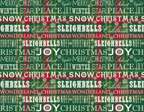Various Christmas Wordings Seamless Pattern with Snowflakes on Plaid Background- Christmas  Text and Plaid Vector Illustration