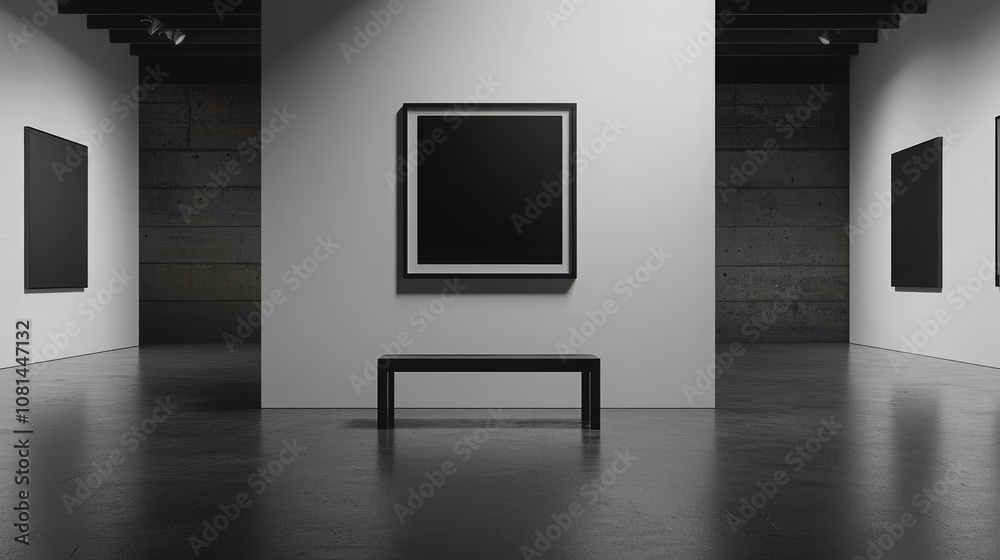 Minimalist Art Gallery with Blank Walls and Single Space Minimalist Art Gallery with Blank Walls and Single Space