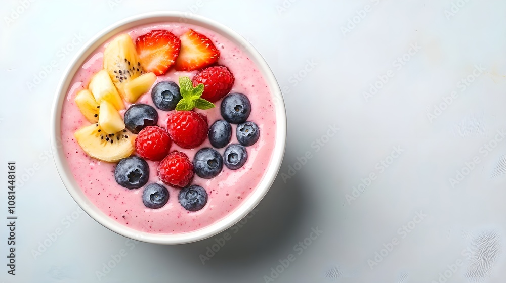 Pink Smoothie Bowl with Berries and Kiwi Pink Smoothie Bowl with Berries and Kiwi