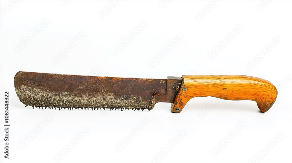 A rusty old knife with a wooden handle A rusty old knife with a wooden handle