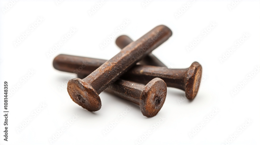 Four rusty nails are on a white background Four rusty nails are on a white background