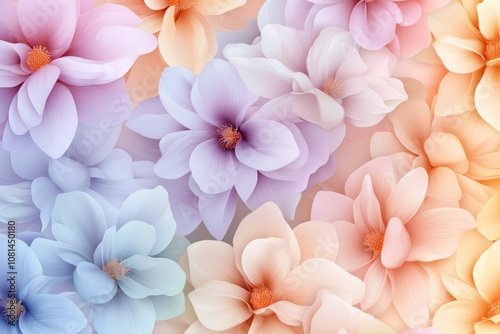 A colorful bouquet of flowers with a light pink background