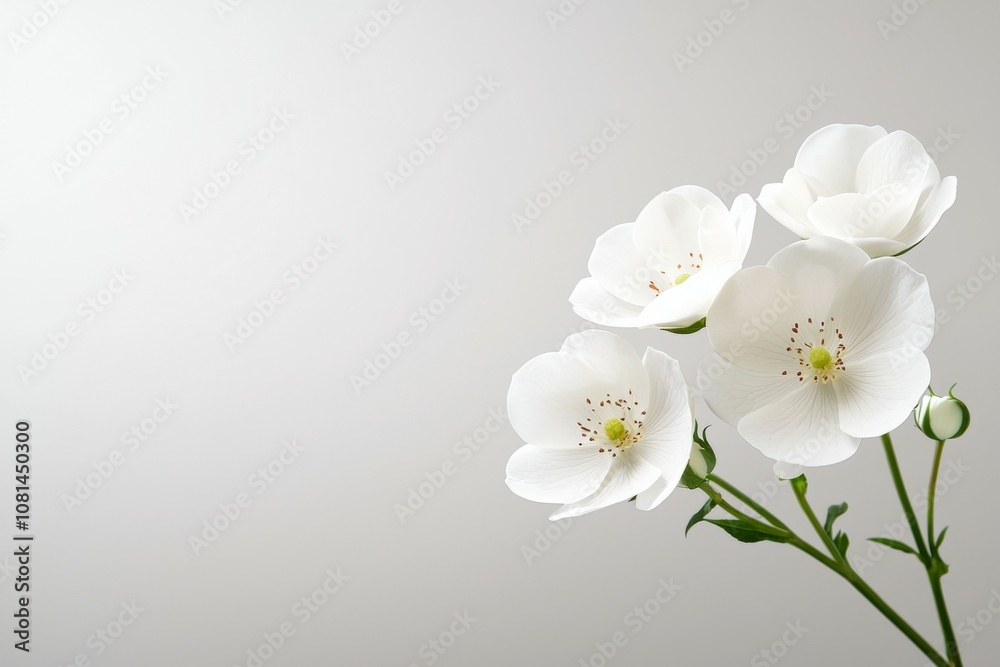 A white flower with a stem is the main focus of the image A white flower with a stem is the main focus of the image