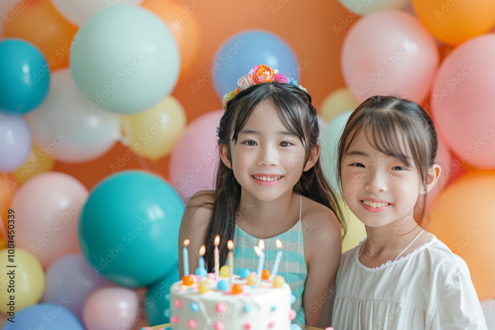 Birthday celebration with colorful balloons background Birthday celebration with colorful balloons background