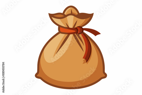 Burlap gift sack isolated on white background vector art illustration