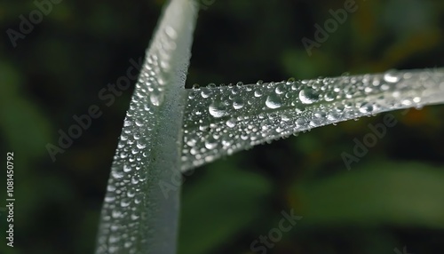 Wallpaper Mural Close-up image of water droplets on a long green leaf, showcasing natural harmony and beauty. Torontodigital.ca