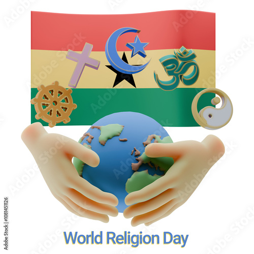 Regal 3D renders of World Religion Day Written in Ghana Languages photo