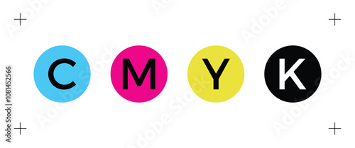 CMYK color profile. print concept four circles vector illustration template design