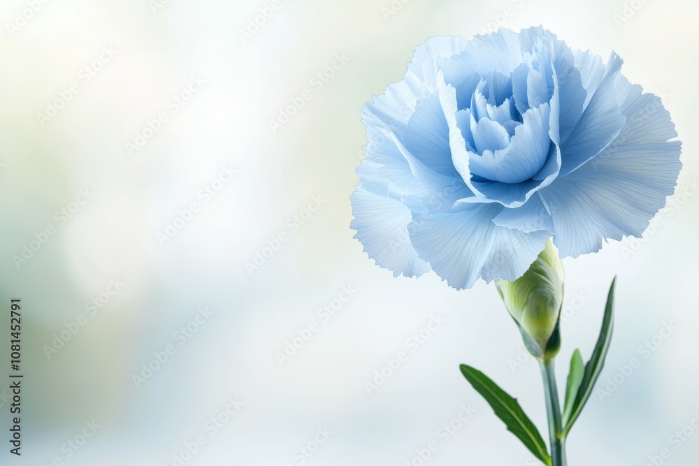 A blue flower with a green stem A blue flower with a green stem