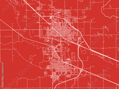 Christmas Map of Scottsbluff Nebraska, USA in Snowy White on Festive Red Background. photo