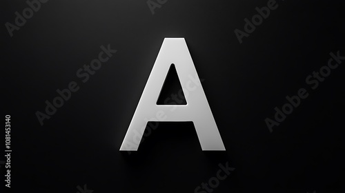 A high-contrast white letter A in Helvetica style on a deep black background