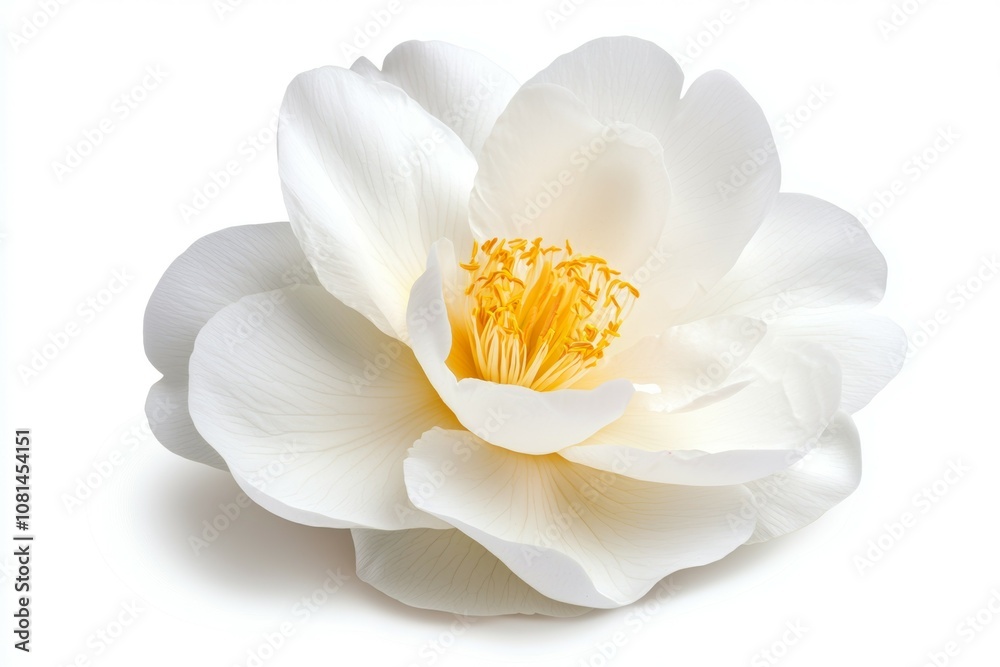 A white flower with a yellow center A white flower with a yellow center