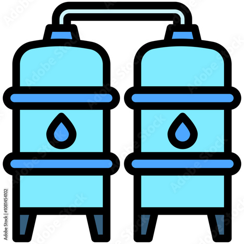 Coagulation flat outline color icon, use for UI, UX, app and web development, digital or print. for industry, education, business, ecology and environment, water treatment theme.