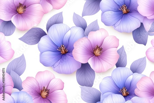 A beautiful floral pattern with purple and pink flowers