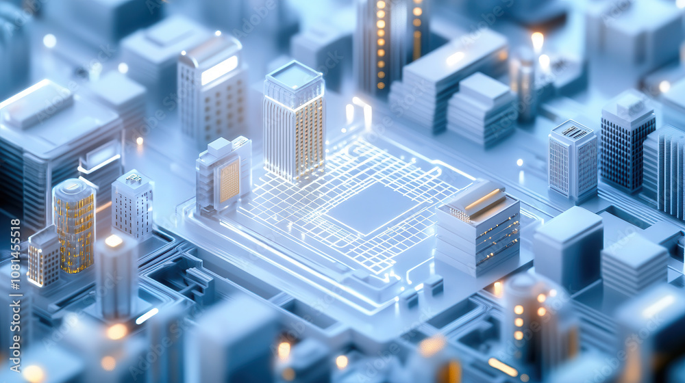 futuristic isometric cityscape featuring modern buildings and intricate designs, showcasing vibrant urban environment. scene is illuminated with soft blue tones, creating dynamic atmosphere futuristic isometric cityscape featuring modern buildings and intricate designs, showcasing vibrant urban environment. scene is illuminated with soft blue tones, creating dynamic atmosphere