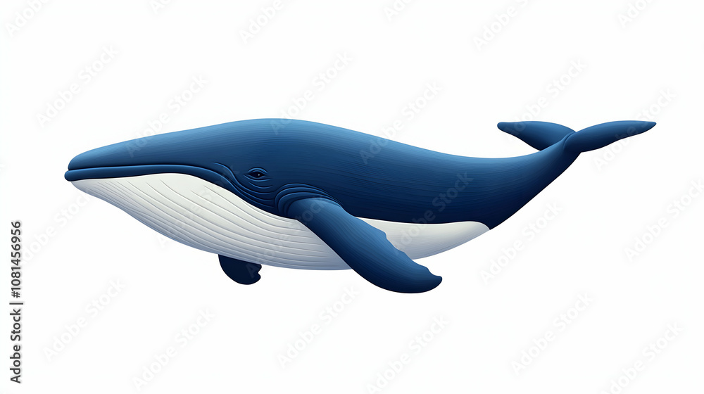 Obraz premium Stylized Humpback Whale Illustration, Swimming Gracefully in Ocean Depths, Detailed Digital Art, Aquatic Mammal, Wildlife Depiction