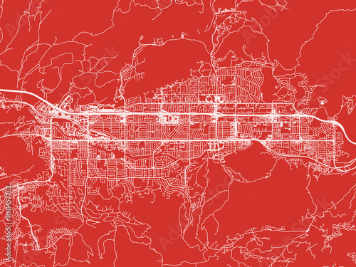 Christmas Map of Simi Valley California, USA in Snowy White on Festive Red Background. photo