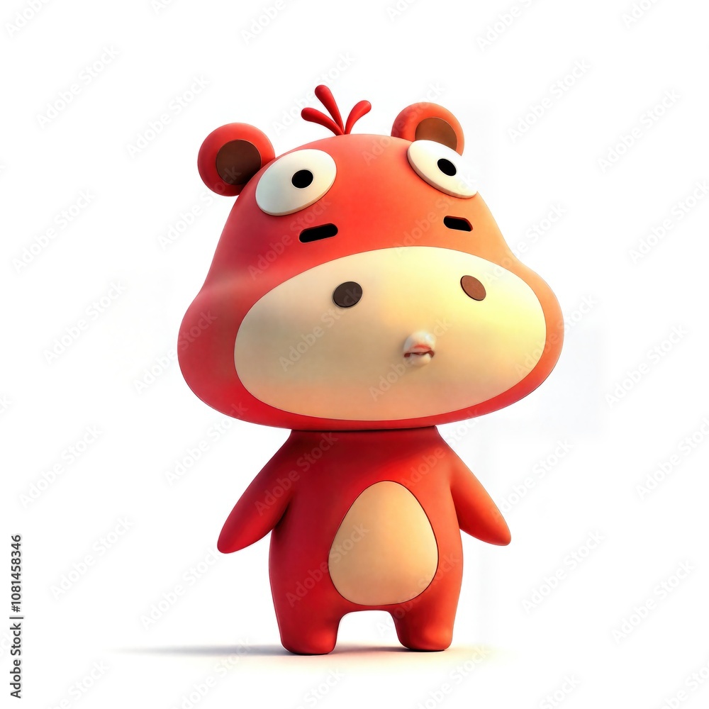 Naklejka premium Cute Red Character with Big Eyes Design