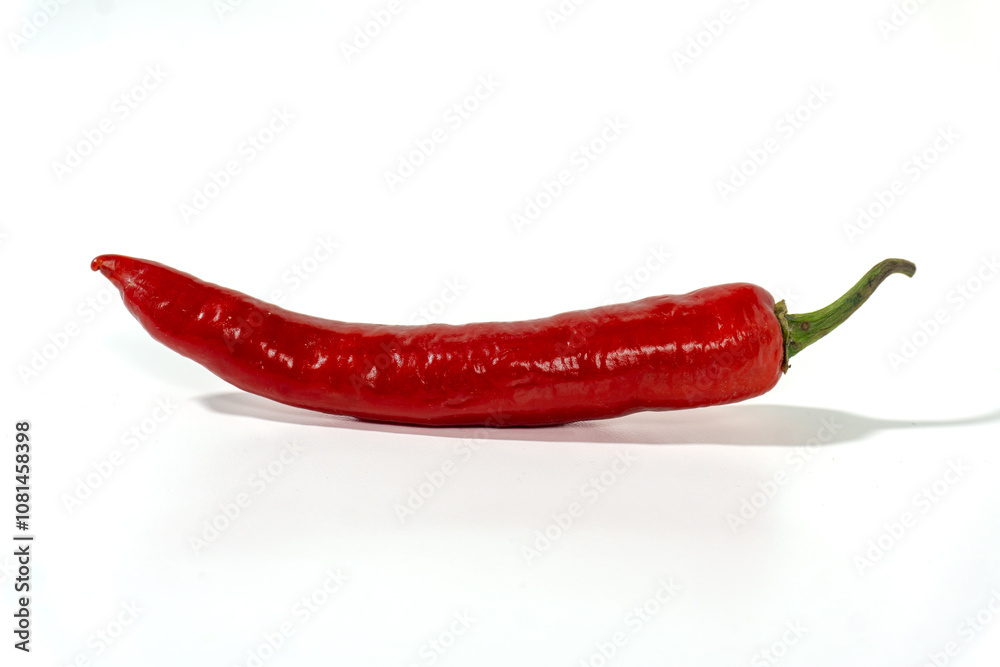 red hot chili peppers on white background. Chili spur pepper ( Cayenne pepper, long fed pepper, spur pepper) on white background red hot chili peppers on white background. Chili spur pepper ( Cayenne pepper, long fed pepper, spur pepper) on white background