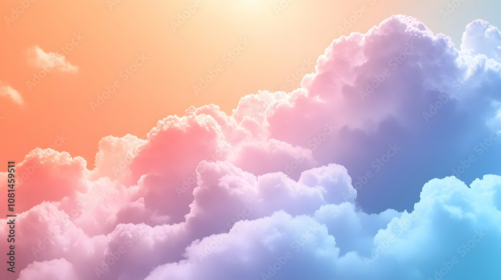 Pastel Cloudscape: A Dreamy, Colorful Abstract Background of Fluffy Clouds in a Soft, Dreamlike Sunset Sky Pastel Cloudscape: A Dreamy, Colorful Abstract Background of Fluffy Clouds in a Soft, Dreamlike Sunset Sky