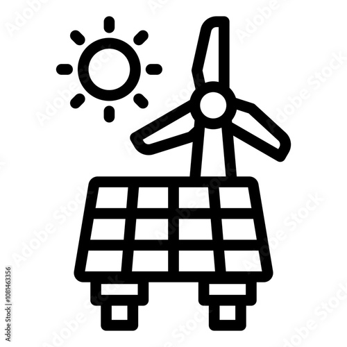 outline icon for renewable energy sources like solar and wind power.