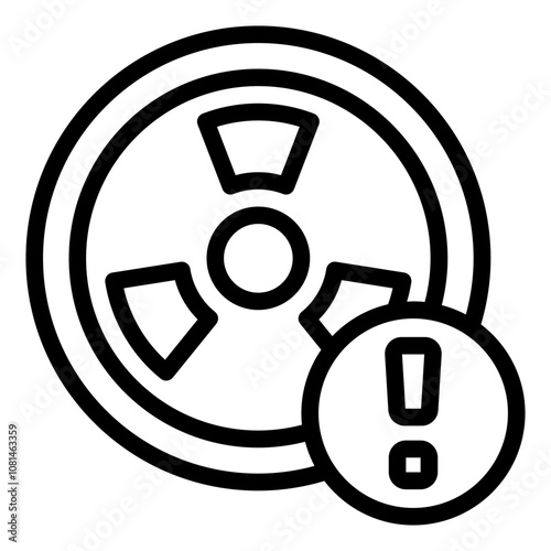 Radiation hazard warning outline icon for environmental safety and awareness.