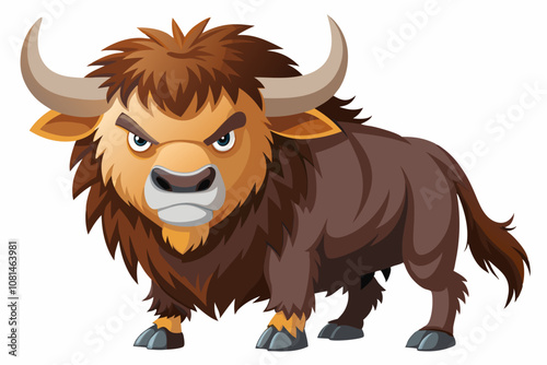  Angry yak animal white backgroun vector art illustration