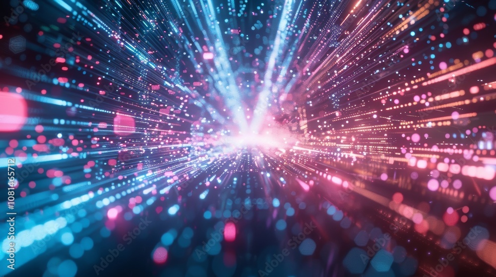Converging pink and blue data streams create a futuristic abstract background, ideal for innovation and digital projects Converging pink and blue data streams create a futuristic abstract background, ideal for innovation and digital projects