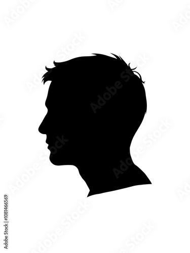 Human head profile black shadow silhouette vector illustration isolated on white background. Head icon.