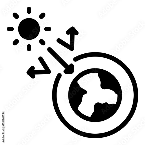 glyph icon showing ozone depletion impact on global warming and climate.