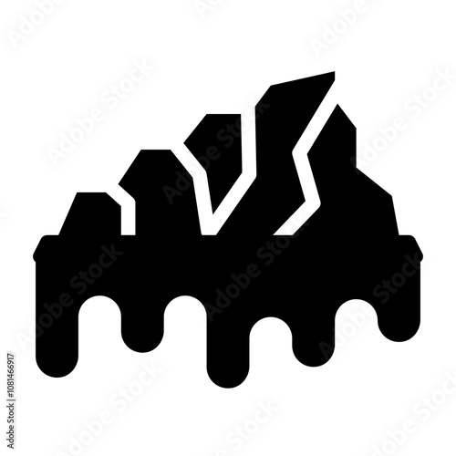 glyph icon of melting iceberg symbolizing global warming effects on polar ice.