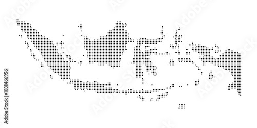 a minimalist of indonesia dotted map illustration.a map of indonesia dots black halftone geometric symbol.on white background