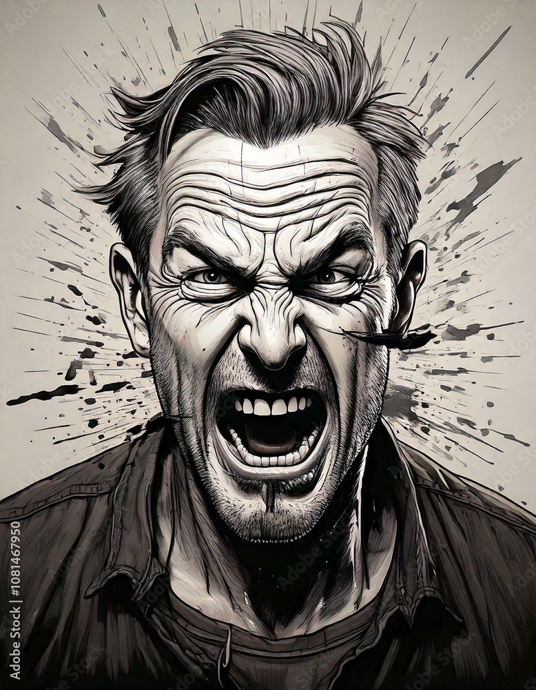 Angry man screaming. Angry man screaming.