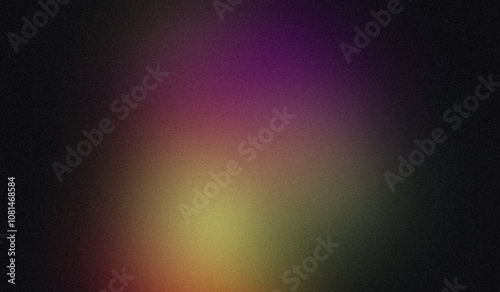 Dark color spots grainy backdrop design background. black purple green red color noisy gradient with color spots, vibrant, shine, glowing, noise texture background