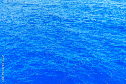 The water is blue and calm