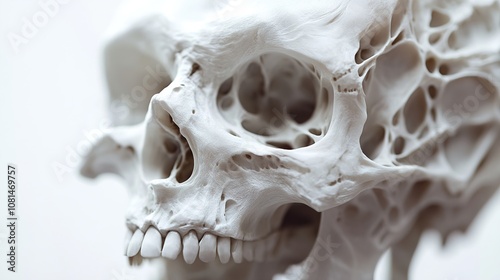 Close-up of a Detailed Human Skull: Exploring Bone Structure and Anatomy