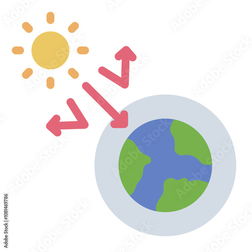 flat icon showing ozone depletion impact on global warming and climate.