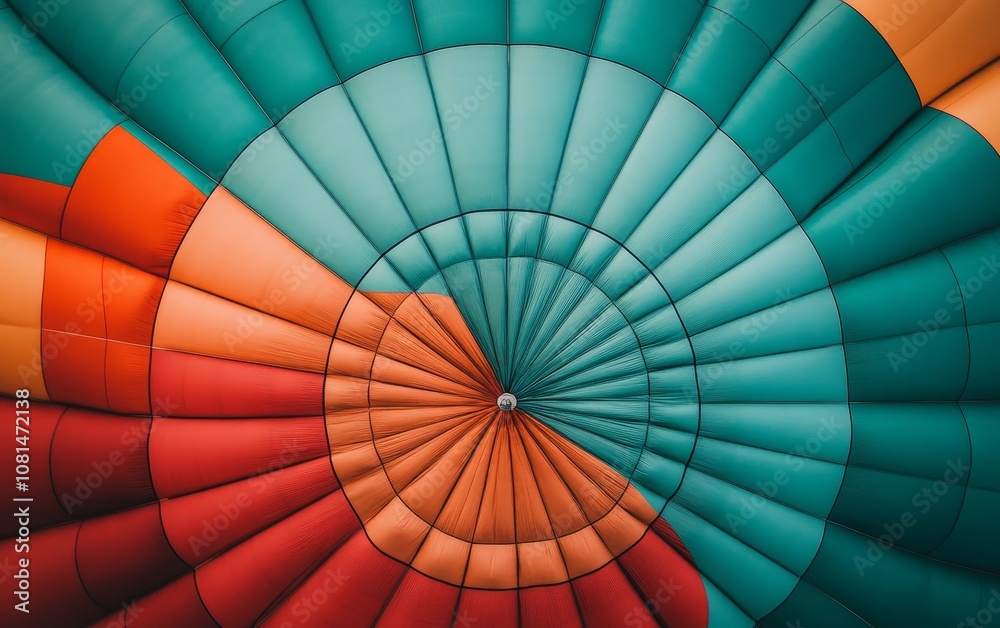 Fototapeta premium A vibrant view of a hot air balloon's colorful interior fabric.