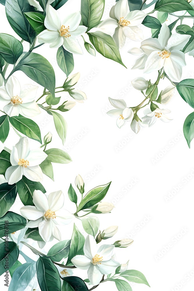 Obraz premium Delicate white flowers in a lush green environment creating a serene and refreshing atmosphere for nature lovers
