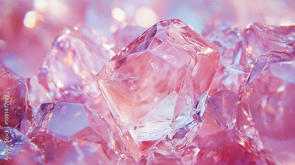 Pink Crystal Texture: Closeup of Facetted Gemstones Pink Crystal Texture: Closeup of Facetted Gemstones