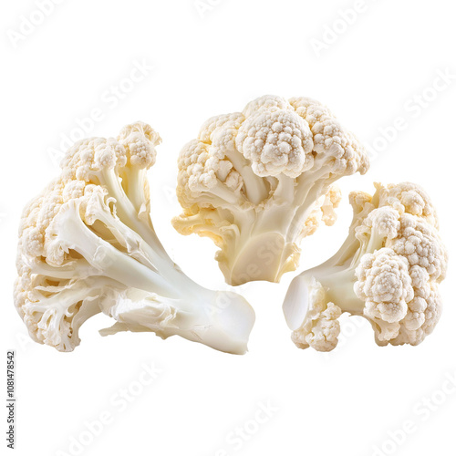 Cauliflower isolated. Ð¡auliflower piece on white. Macro. Collection. With clipping path. photo