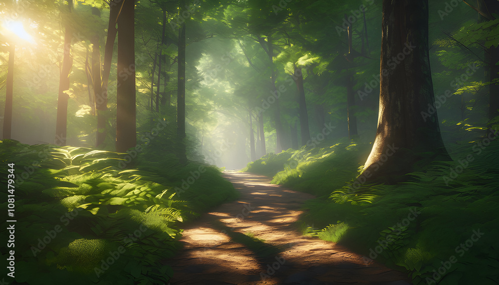 Obraz premium sun rays in the forest