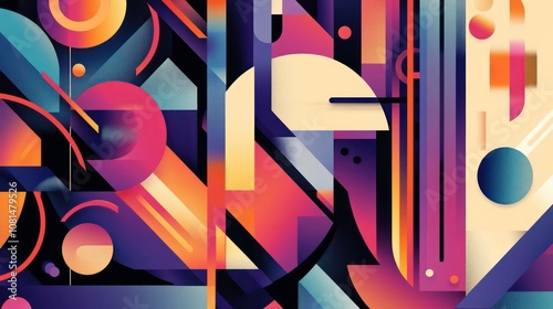 Wallpaper Mural Abstract geometric background with vibrant colors, shapes, and textures. Torontodigital.ca