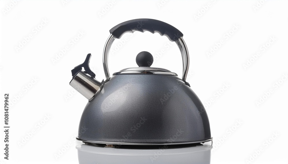 Tea Kettle on White Background Isolated. Full Shot of Kitchen Utensils. Tea Kettle on White Background Isolated. Full Shot of Kitchen Utensils.