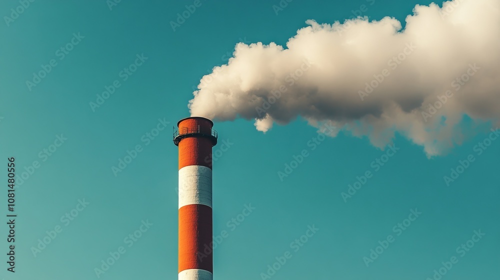 Industrial smokestack emitting thick smoke into the sky, symbolizing air pollution and the need for pollution control measures. Industrial smokestack emitting thick smoke into the sky, symbolizing air pollution and the need for pollution control measures.