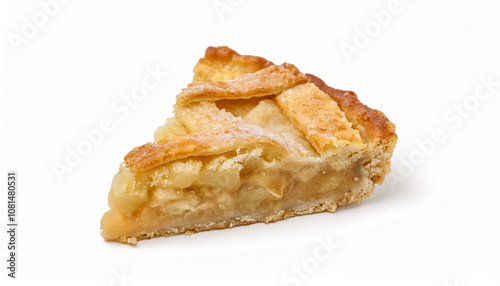 Slice of Apple Pie on White Background