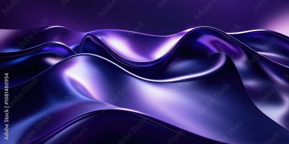 Obraz premium Abstract background with a purple and blue gradient, wave lines, curved shapes, a dark purple background