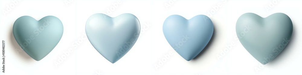 A serene composition of four blue hearts, representing love and tranquility in a minimalist style. A serene composition of four blue hearts, representing love and tranquility in a minimalist style.